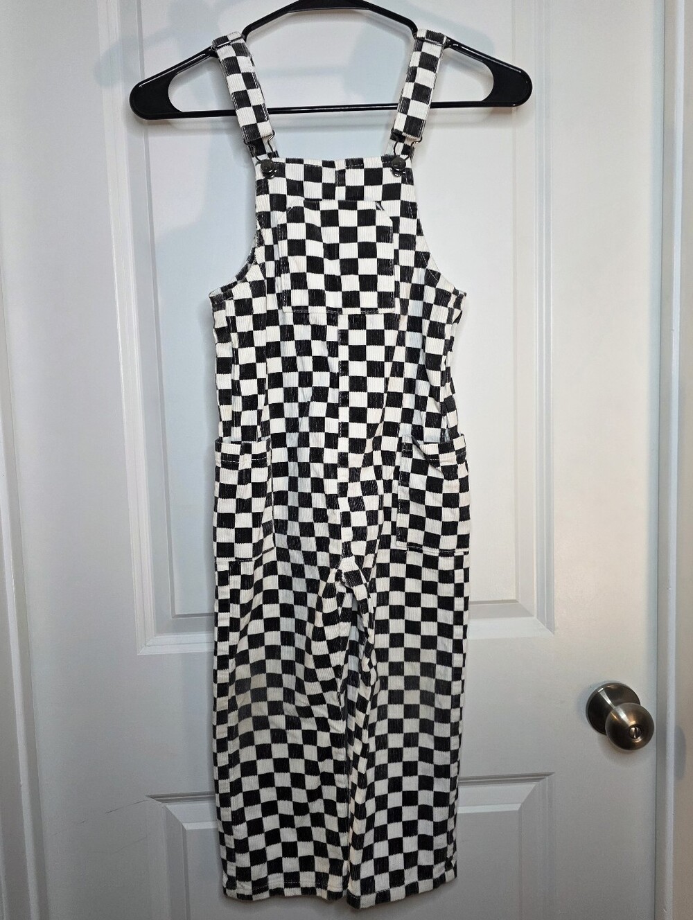 Little Trouble Classic Checker Black & White Overalls - 6T